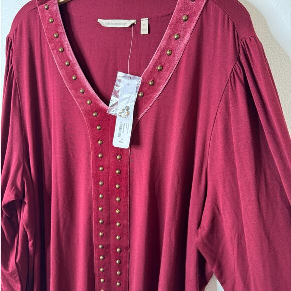 NWT Soft Surroundings Plus 2X Adornment Top in Cabernet Velvet 2FN17 - Picture 6 of 10